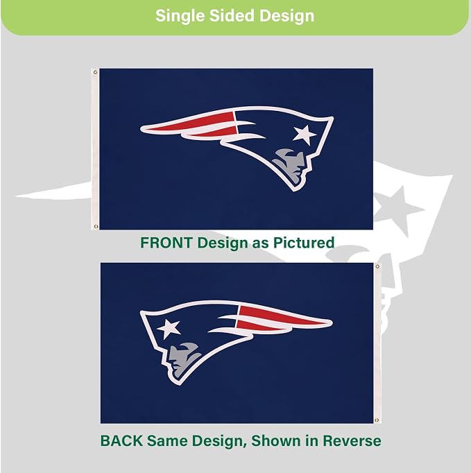 NFL New England Patriots 3 x 5 Outdoor Durable House Flag with Grommets | Sport Team Flag & Banner | Indoor Wall Decor Flag for Room | Works with Flag Poles for Outside House