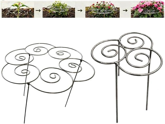 Metal Plant Support Ring for Garden, Heavy-Duty Peony & Dahlia Cage, Stackable Flower Support for Indoor & Outdoor Plants, Decorative Grow-Through Ring, Orchid Clip