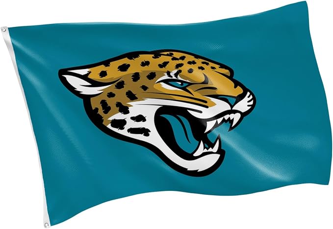 NFL Jacksonville Jaguars 3 x 5 Outdoor Durable House Flag with Grommets | Sport Team Flag & Banner | Indoor Wall Decor Flag for Room | Works with Flag Poles for Outside House