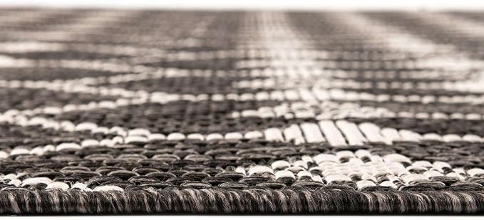 Unique Loom Outdoor Trellis Collection Area Rug - Traliccio (3' Round, Charcoal/ Ivory)