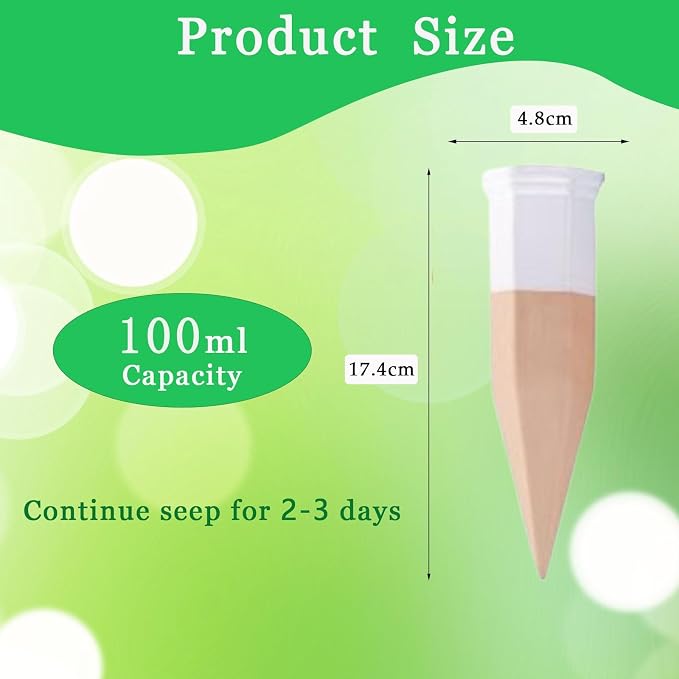 Terracotta Watering Spike Set, Self Watering Planter Insert, Automatic Plant Watering Devices for Vacation Care, Garden/Office/Outdoor/Indoor Plant Decoration