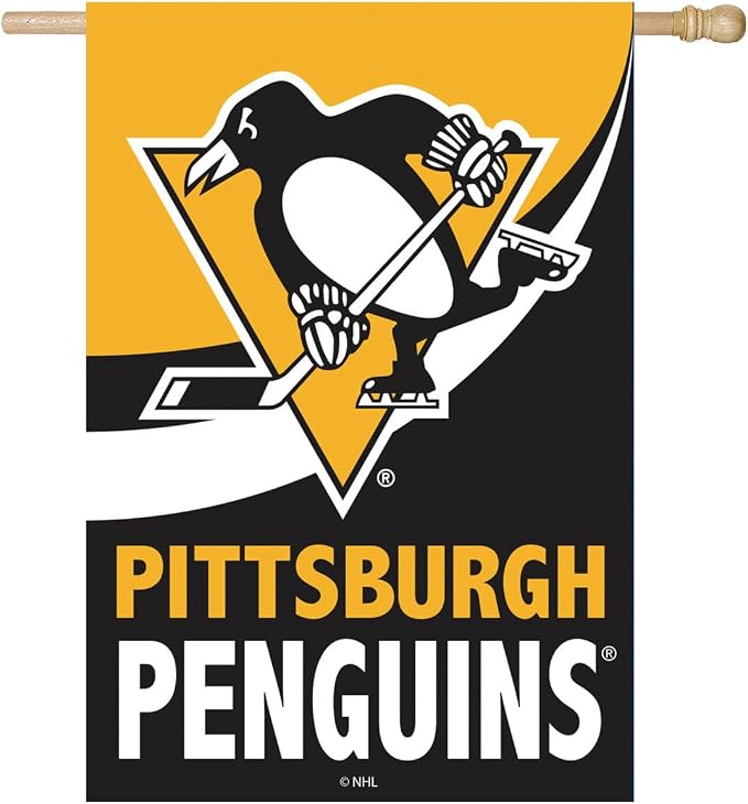 Team Sports America NHL Pittsburgh Penguins House Flag, 28 x 44, Double Sided Garden Flags for Outside, Outdoor Flags & Banners for Gardens Patio, Indoor Wall Decor Flag for Room