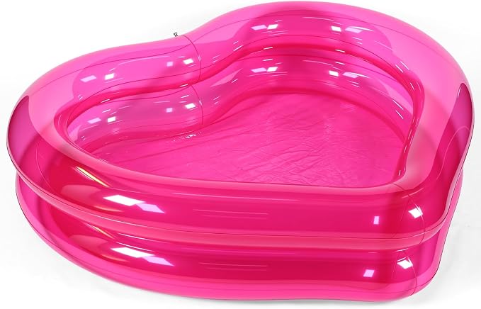 Skylety 70.9" x 65" x 15.8" Giant Heart Inflatable Swimming Pool, Year-Round Fun for Ball Pits, Fits 2-3 Adults with Patches, Swimming Pools, a Summer Pool Party and The Beach Date Night(Pink)