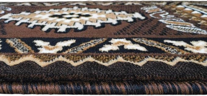 YHSF South Western Area Rug for Living Room, Bedroom, Kitchen & More - Easy Clean, Soft & Durable Native American Tribal Rug - Stain-Proof, Non-Slip Runner for Home Decor - Chocolate Brown, 2' x 3'4" | Easy-Clean, Soft & Durable Tribal Rug for Living R...