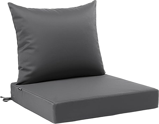 Favoyard Outdoor Seat Cushion Set 19 x 19 Inch Waterproof & Fade Resistant Patio Furniture Cushions with Removable Cover Deep Seat & Back Cushion with Tie Straps for Chair Sofa Couch