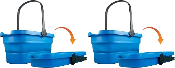 Unger Professional 3-Gallon Collapsible Bucket, Portable Household Cleaning Supplies, Small Washing Buckets with Handles, Essential Water Container and Storage Organizer Tool (Pack of 2)