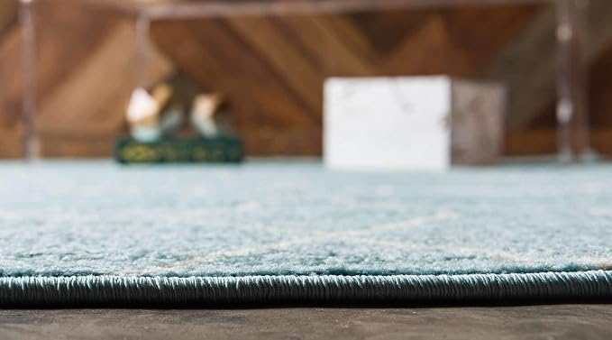 Unique Loom Trellis Frieze Collection Area Rug - Geometric (6' 1" x 9', Light Blue/ Ivory)