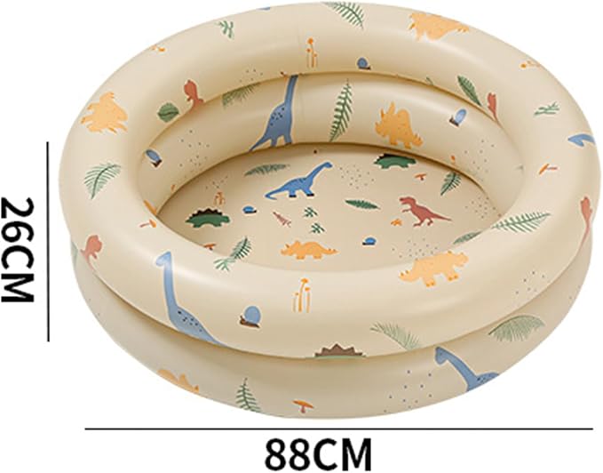 Inflatable Pool Baby Retro Blow Up Swimming Pool Family Cute Thickened Water Pool (Beige Dinosaur)