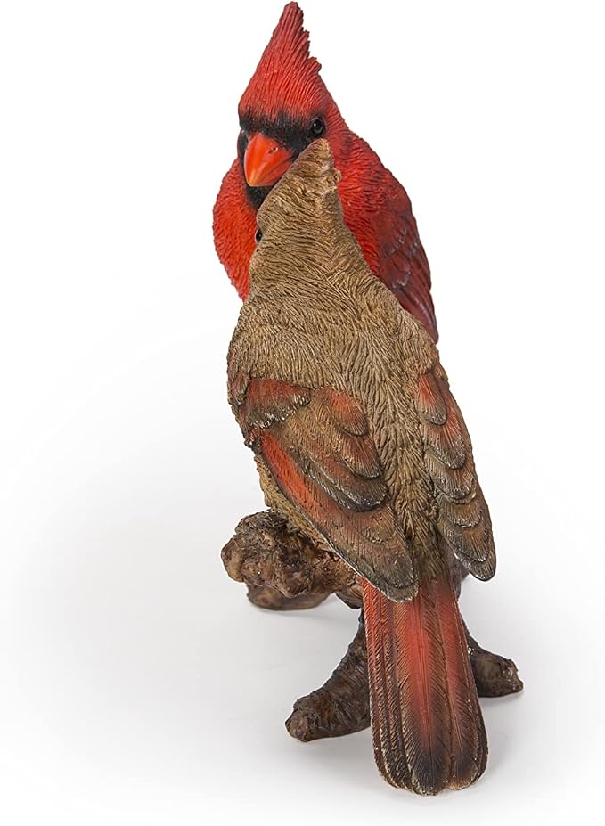 HI-LINE Gift Cardinal Couple on Stump Garden Statue, Multicolor