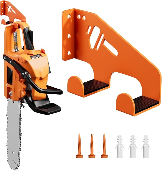 XZHXFX Chainsaw Hanger Wall Mount - Heavy Duty Chainsaw Holder for Garage Organization, Storage Shed Organizer, Chainsaw Rack with Protective Pad, Garage Tools, 1 Pack(Orange)
