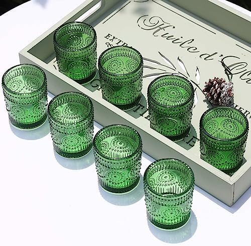 VOHO Green Candle Holder Set of 12, Sunflower Glass Votive Candle Holders - Image 2