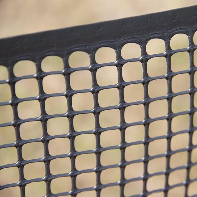 Heavy-Duty Plastic Mesh Netting, Black, 35.4 x 197 in (90cm x 5m), 9mm Grid, Recycled Plastic, Cut-to-Size, Multi-Purpose for Gardening & Fencing