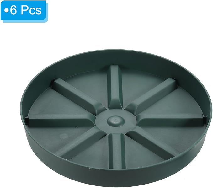PATIKIL Plant Pot Saucers 10.5 Inch, 6 Pack Plastic Round Plant Pot Thicker Flower Drip Tray for Indoor Outdoor, Green