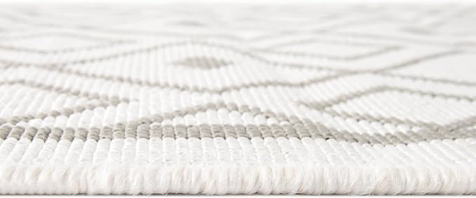 Unique Loom Outdoor Trellis Collection Area Rug - Kafes (4' 1" Round, Ivory/ Gray)