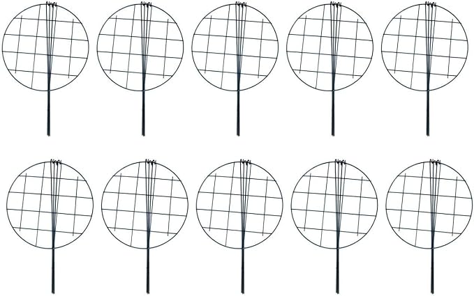 10 Pack 20 x 30 inch Poeny Cage Grow Through Grid Plant Brace Flower Support Rings,Round Metal Plant Stakes Rings, Strong Large Garden Supports for Flowers, Peonies, Rose, Lily
