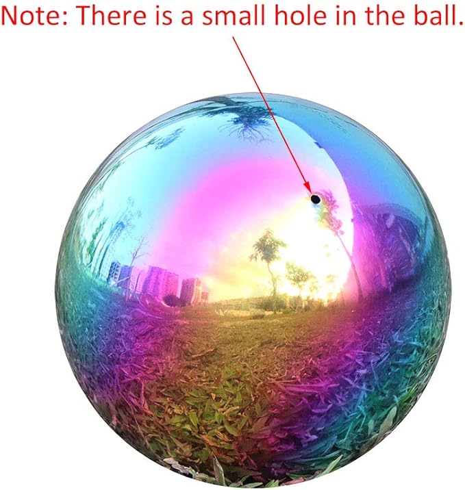 USHome Rainbow Home Garden Gazing Globe Mirror Balls, Polished Stainless Steel Shiny Sphere, Ideal As a Housewarming Gift (6 Inch)