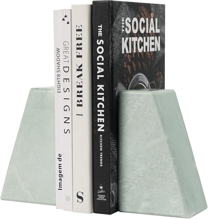 Marble Bookends, Large Stone Bookends for Heavy Books | Decorative Book Ends Heavy-Duty Marble Book Holders Stable Durable Unique Gift Choice