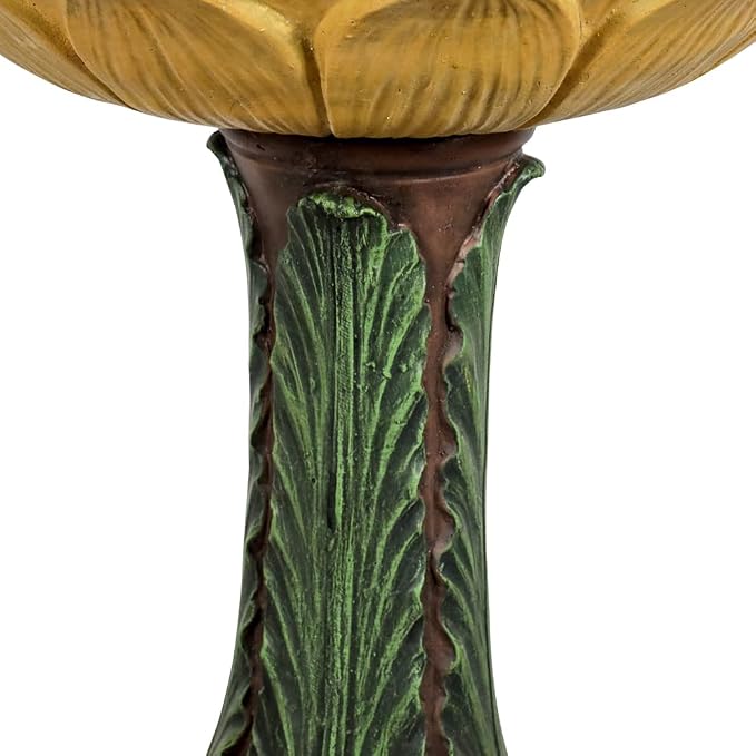 Garden Birdbath Sunflower Shaped, 24.4" H * 20" Φ Freestanding Concrete Bird Bath for Outside Patio Yard Decor