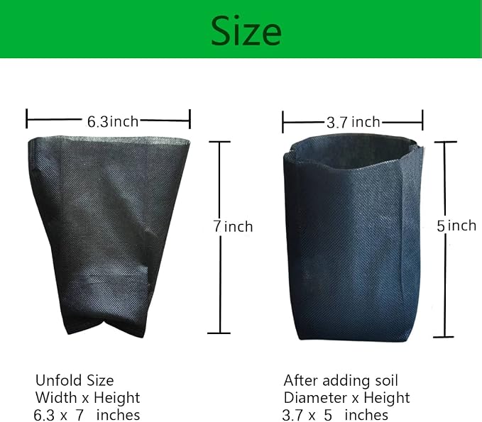 gardtree 1/4 Gallon 400PCS 6.3×7 Inch Breathable Plant Grow Bags - Non-Woven Plant Seedling Pots for Seed Starting, Indoor/Outdoor Vegetables, Herbs, Flower | Easy Transplant, Space Saving, Black
