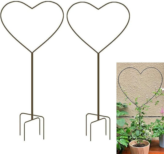 2 Pack 34Inch Garden Trellis for Climbing Plants, Meatal Heart Shape Plant Support Decorative Plant Trellis Potted Vines Vegetables Flowers Rose Jasmine Pea Clematis Ivy Cucumbers