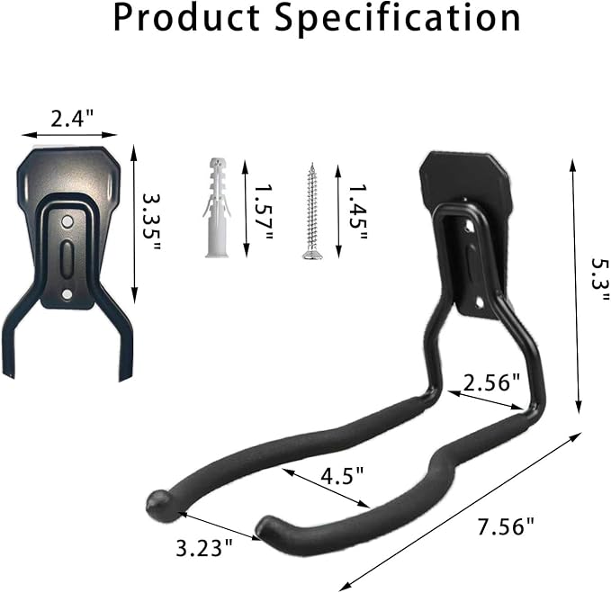 Weedeater Hanger, String Trimmer Hanger and Wall Mounted Power Tool Holder, Garage Utility Hooks for Storage- Black, 3-Pcs