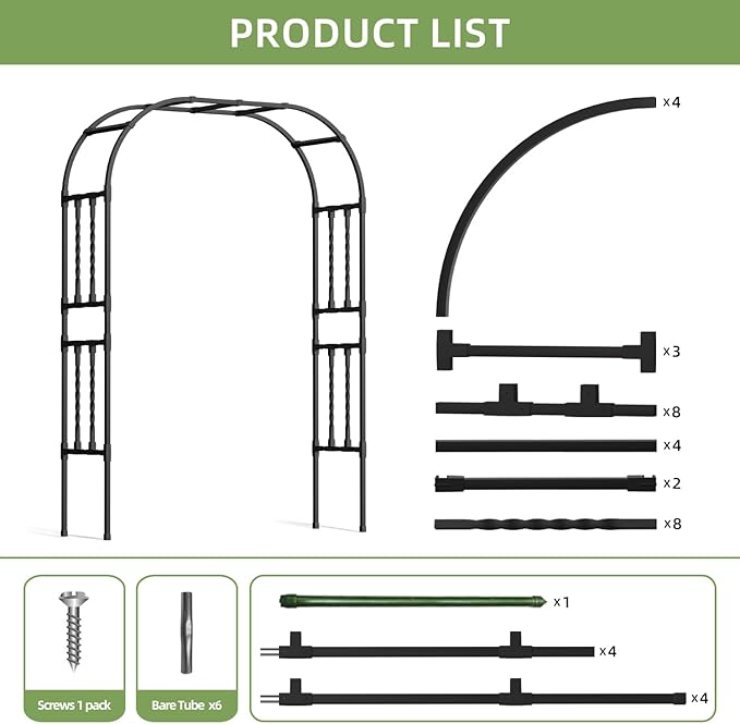 5.9x7.9FT Square Tube Garden Arbor Trellis,Unique Design Metal Arch for Climbing Plants Outdoor,Wedding Archway for Patio Lawn Backyard Ceremony Party