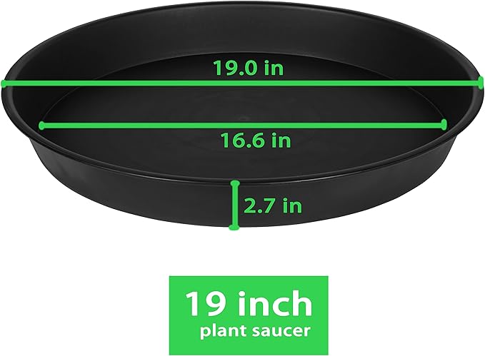 2 Pack of Bird Bath Bowl 18 19 inch, 2.7" Depth, 20 21 22 23 24 25 26 inch Heavy Duty BirdBath Bowls only, Plastic Round Large Plant Saucer Dish for Garden (19", Black)