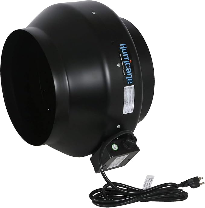 Hurricane Commercial Grade Inline Fan for Phresh & Black Ops Carbon Filters, Ideal-Air Ducting and Clamps and Titan Controls Ventilation Controllers