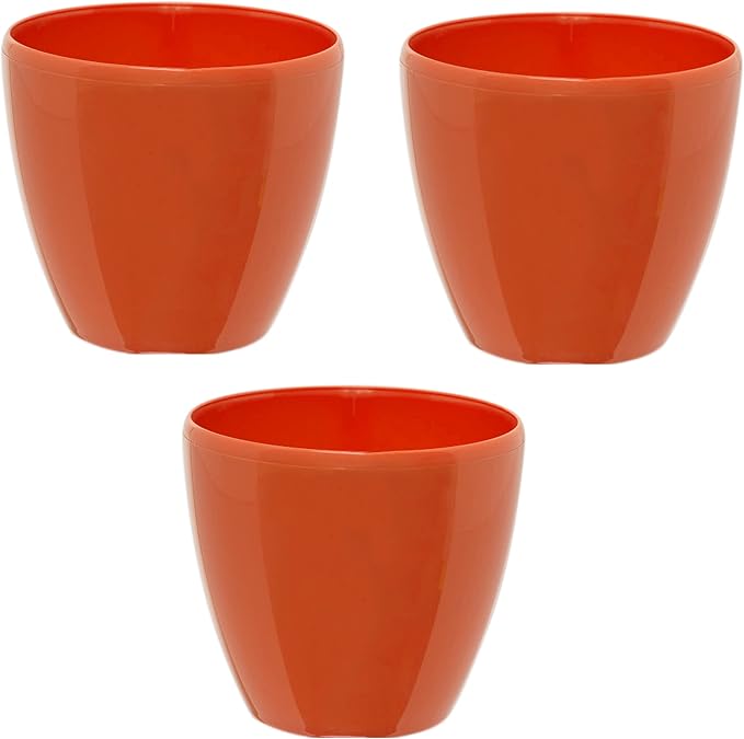 DECOPOTS - 3 Pack Self Watering Planter - Indoor/Outdoor Decorative Flower Pot with Drainage Cartridge and Water Level Indicator (6.7", Poppy Red)