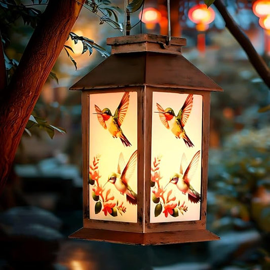 JOBOSI Solar Lantern Hummingbird, Portable Decorative Gift, Solar Light, Gifts for Mom, Women, Grandma, Garden Yard Lawn Decoration, Christmas and New Year Gift