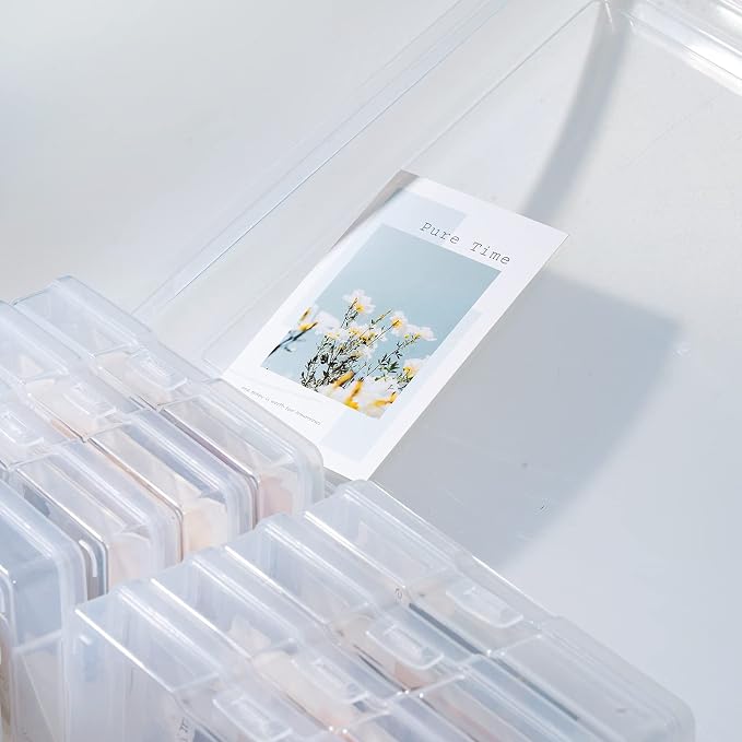 novelinks Photo Storage Box and 16 Inner 4" x 6" Photo Storage Containers | 1Pack Clear, Photo Albums 4x6 Pictures, Photo Organizers and Storage, Card Game Storage, Task Boxes for Special Education