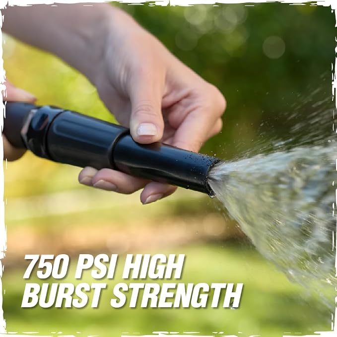 RUGGED RHINO Metal Garden Hose with Spray Nozzle, 75FT, 304 Stainless Steel, 750 PSI Burst Strength, Heavy Duty Flexible Water Hose, Kink Resistant, Leakproof for Yard, Lawn and Outdoor Use, Silver