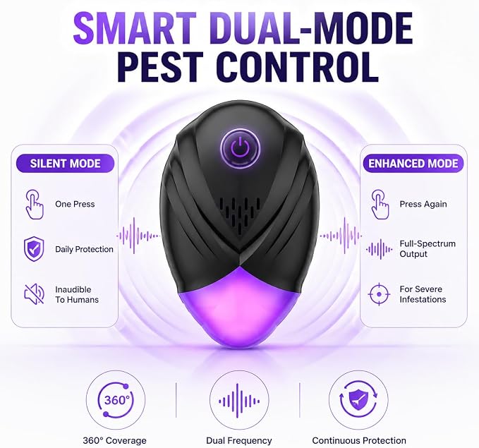 2026 Upgraded Ultrasonic Repeller 6 Packs, Indoor Ultrasonic Repellent for Roach, Rodent, Mouse, Bugs, Ant, Mosquito, Mice, Spider, Electronic Plug in Pest Control