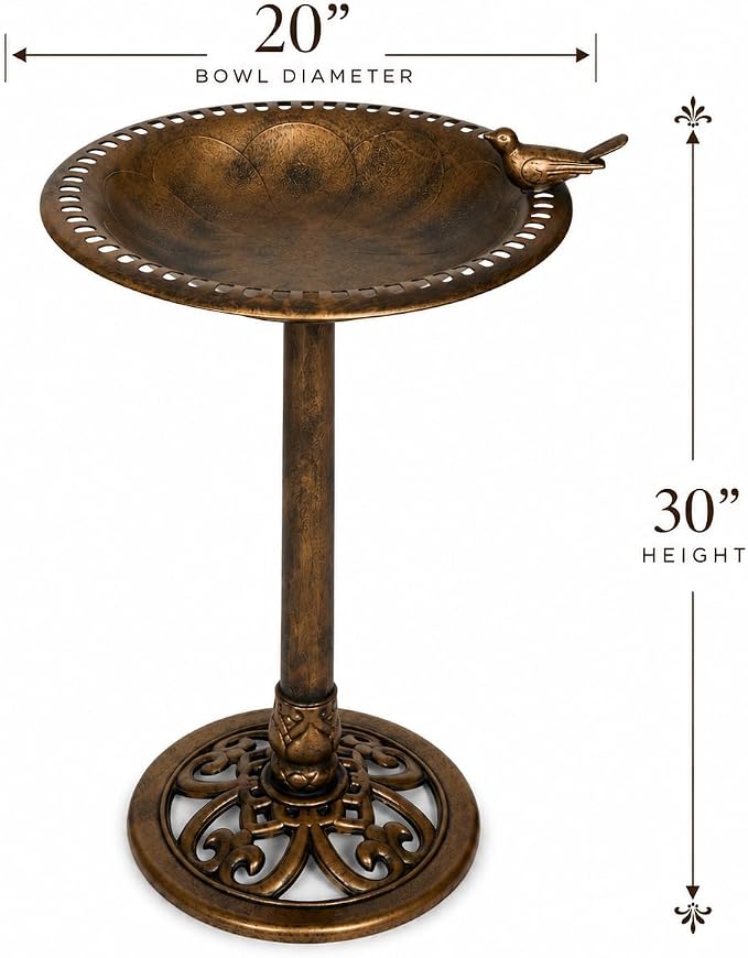 BACKYARD EXPRESSIONS PATIO · HOME · GARDEN 912449-WB Outdoor Garden Bird Bath- Bronze- Weather Resistant Polyresin-30 Inch-Backyard Expressions