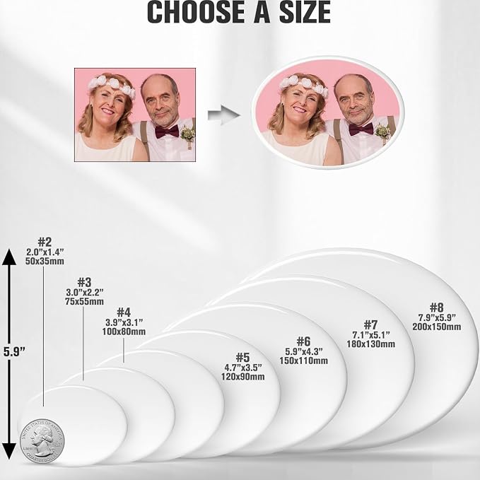 Personalized Ceramic Photo for Headstone, Waterproof Picture for Grave Cemetery Tombstone Pictures Porcelain Cameo Funeral Portrait Memorial Monument Photo for Burial Stone Hanging Decorative Tiles