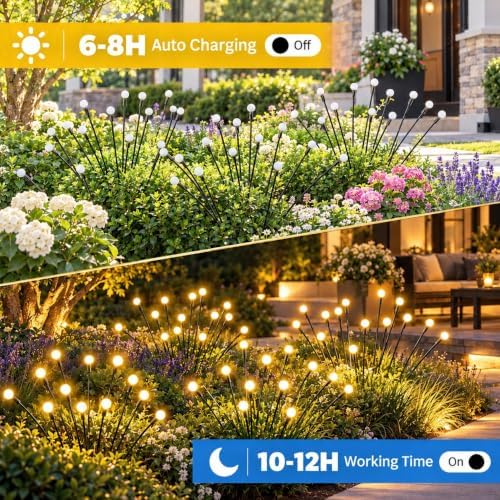 4 Pack Solar Garden Lights, 32 LED Firely Lights Outdoor - Image 4