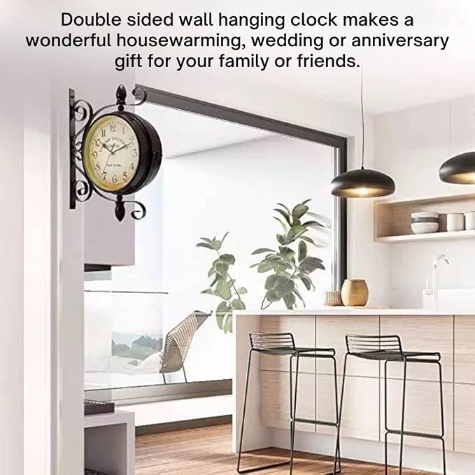 Vintage Double Sided Wall Clock Industrial Wall Clock for Outdoor Decorative Art Antique Decor Office Silent Kitchen Watches Steampunk Double Sided Mounted