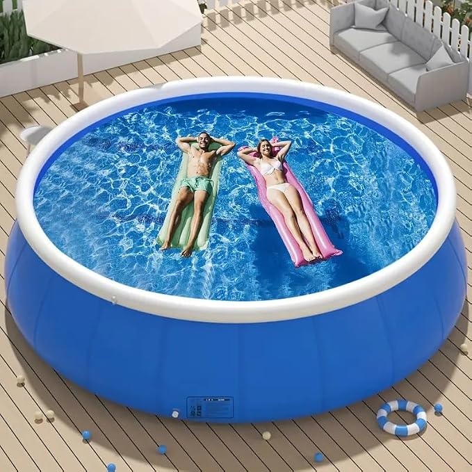 Montary Large 96"x96"x24.8" Inflatable Swimming Pool for Family- Thickened Backyard Summer Pool, Outdoor Blow Up Design with Coil Mesh, Foldable & Portable