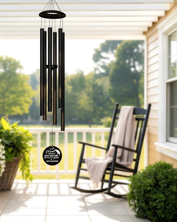 45 Inch Large Wind Chimes for Outside Deep Tone, Tree of Life Wind Chimes Outdoor, Garden, Porch Decor, Memorial Windchimes, Sympathy Gift (Black)