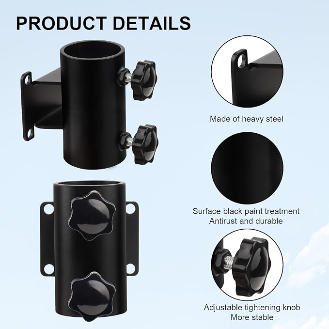 MOOKEERF Umbrella Deck Mount - 4 PCS Heavy Duty Patio Umbrella Holder (Fits Umbrellas up to 2") Umbrella Clamp Mount Bracket for Deck Railing,Docks,Balcony,Outdoor Courtyard,Fences
