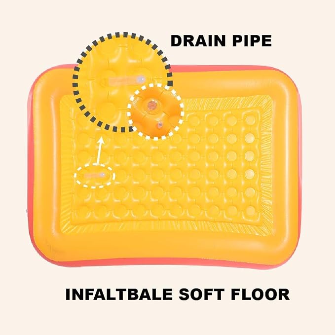 Inflatable Pools for Kids and Adults, 82" X 57" X 25" Kiddie Pools with Inflatable Soft Floor, Durable Family Swimming Pool for Backyard, Garden or Indoor (Orange)