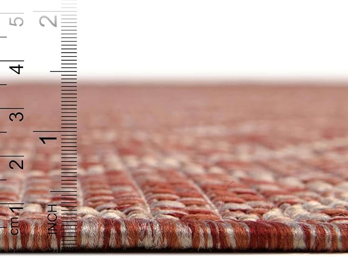 Unique Loom Outdoor Trellis Collection Area Rug - Gitter (4' 1" x 6' 1" Rectangle, Rust Red/ Ivory)