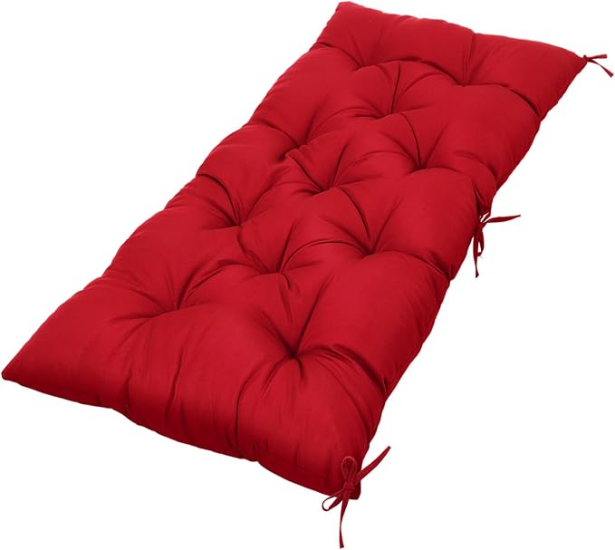 Wenqik Outdoor Bench Cushion 59 x 20 x 4 Inch Waterproof Patio Swing Cushion with Removable Zippered Cover Adjustable Ties Seat Pad for Porch Bench Garden Loveseat (Red, Classic)