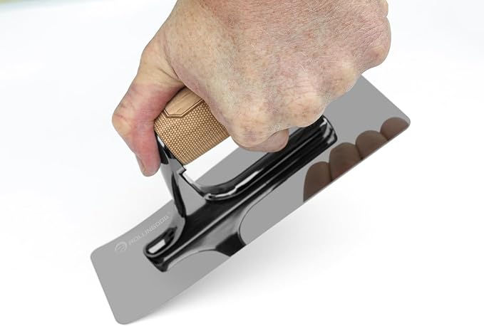 ROLLINGDOG Venetian Plaster Trowel - Mirror Polished 420 Stainless Steel Blade, Ergonomic Beech Handle for Decorative Finish and Polish(7.9inchX3inch)