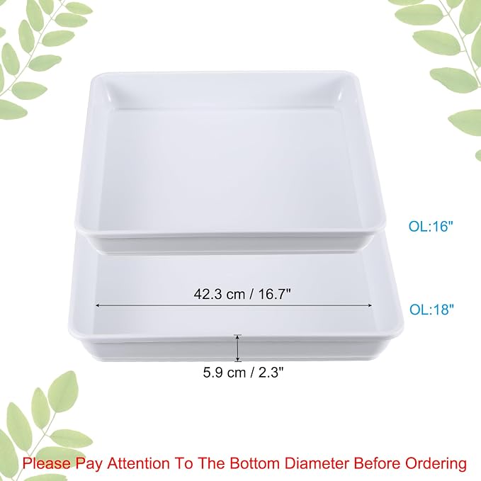 PATIKIL Plant Saucer Tray, 4 Pack 18 Inch Square Plant Saucer Heavy Planter Pot Saucers Large Deep Flower Planter Drip Tray for Indoor Outdoor Plants, White