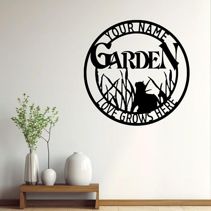 Yard Balcony Cottage Living Room Park Ornament Wall Decoration,Personalized Custom Metal Sculpture Sign Bird for Wedding,Memorial Day Monogram Signs for Garden