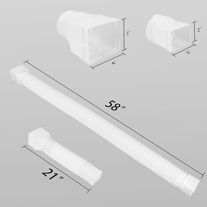 2 Pack Rain Gutter Downspout Extensions Flexible,Downspout Extender Diverter Extendable from 21" to 58". Drain Pipe Connector Extendable for Most Residential Downspouts (White)
