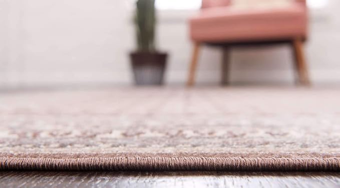 Unique Loom Williamsburg Collection Traditional Border with Dotted Center Area Rug, Rectangular 8' 0" x 10' 0", Brown/Beige