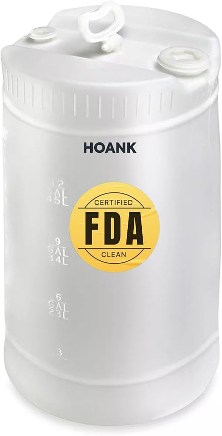 15 Gallon Drum | Tight Head Drum | Water Storage | Chemical Storage | 2" & 3/4" Fittings | Food Grade | BPA Free | HDPE |UN Rated | Natural Color