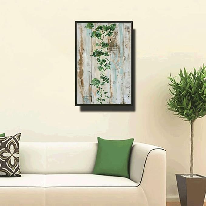 Metal Sign Tin Sign Vintage Wall Art Vintage Pothos Vine Tin Sign for Shabby Chic Style Rustic Elegance and Trailing Green Stems Tin Sign Garden Gift for Club 8×12 Inches with Metal Frame